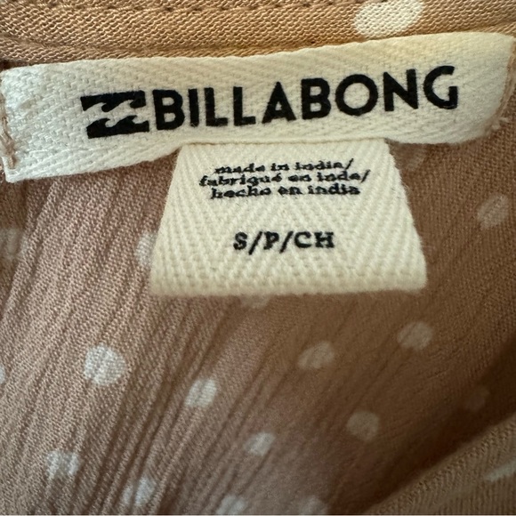 Billabong Tan Polka Dot Wide-Leg Jumpsuit – Size 10 (M/L) - Picture 3 of 7